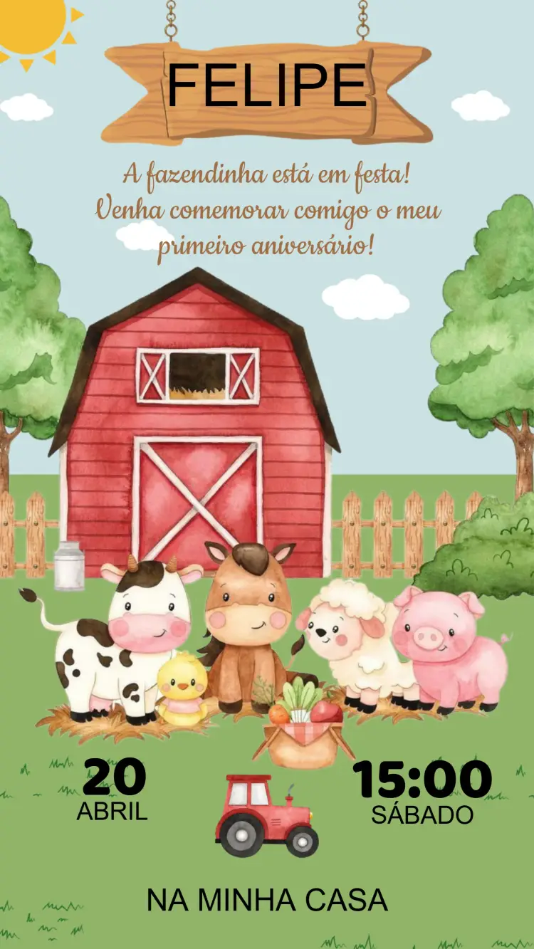 Convite Aniversário Fazendinha