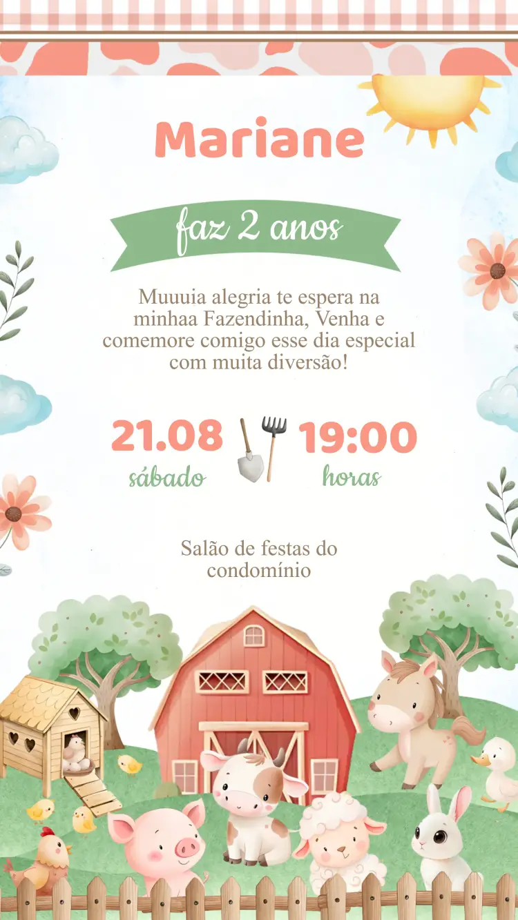 Convite Aniversário Fazendinha