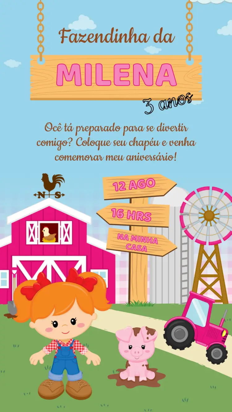 Convite Aniversário Fazendinha