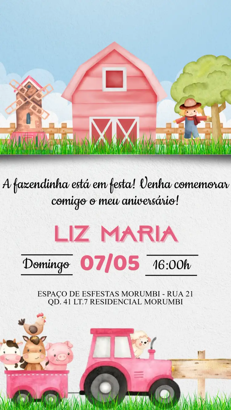 Convite Aniversário Fazendinha