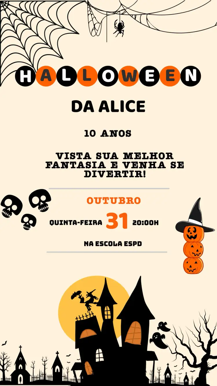 Convite Convite Aniversário Festa de Halloween – tema Datas Comemorativas escuro, assustador, fantasia, mágico, outonal, vintage