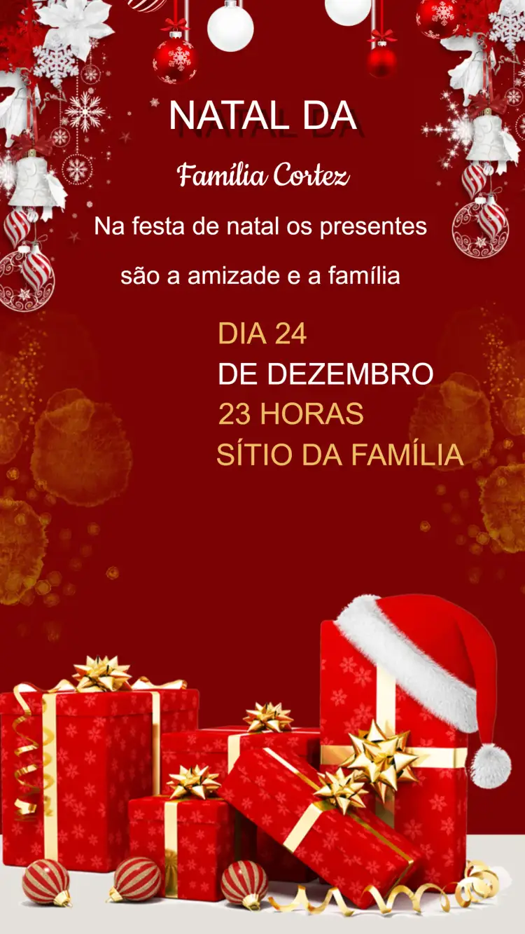 Convite Convite Aniversário Festa de Natal – tema Datas Comemorativas festivo, colorido, clássico, alegre, inspirado no Natal, mágico