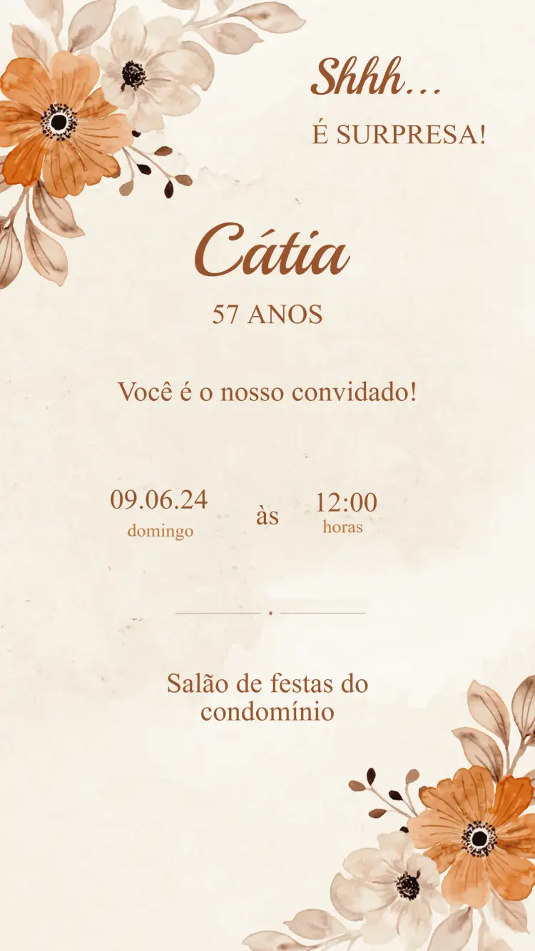 Convite Aniversário Floral