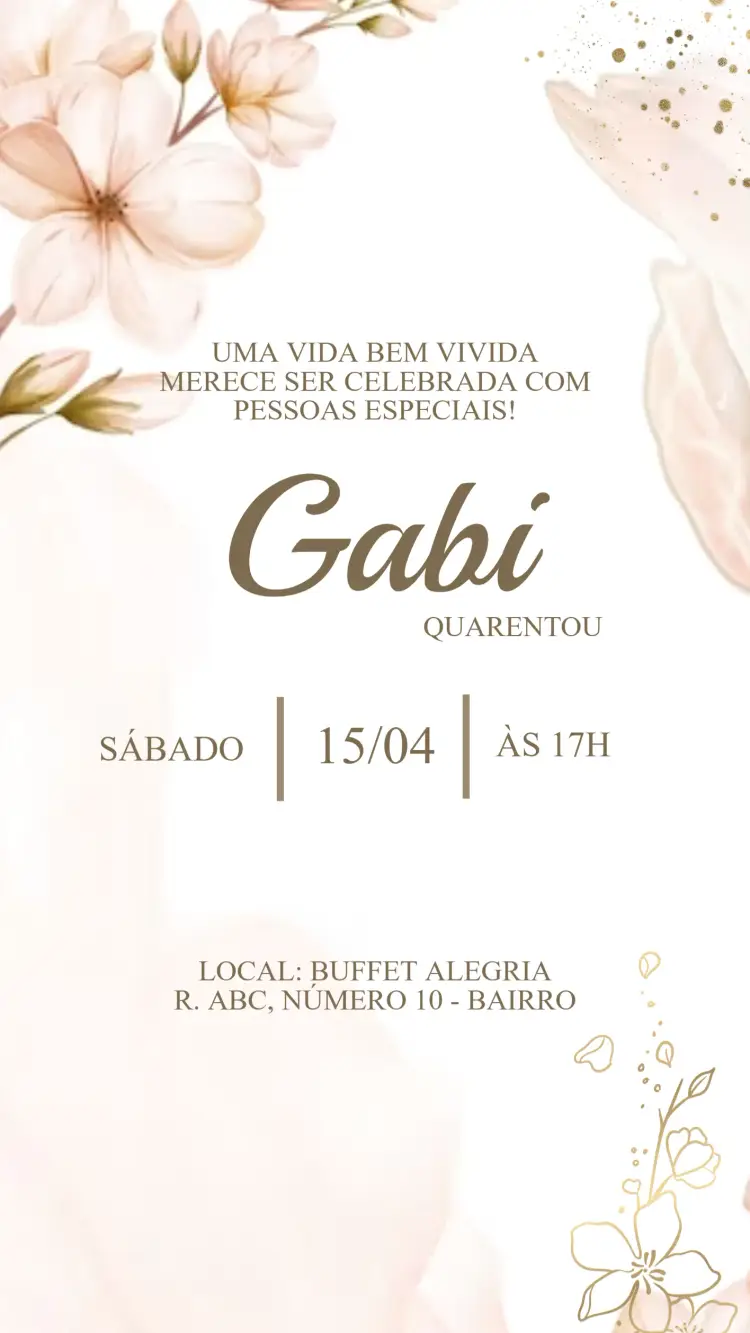 Convite Aniversário Floral