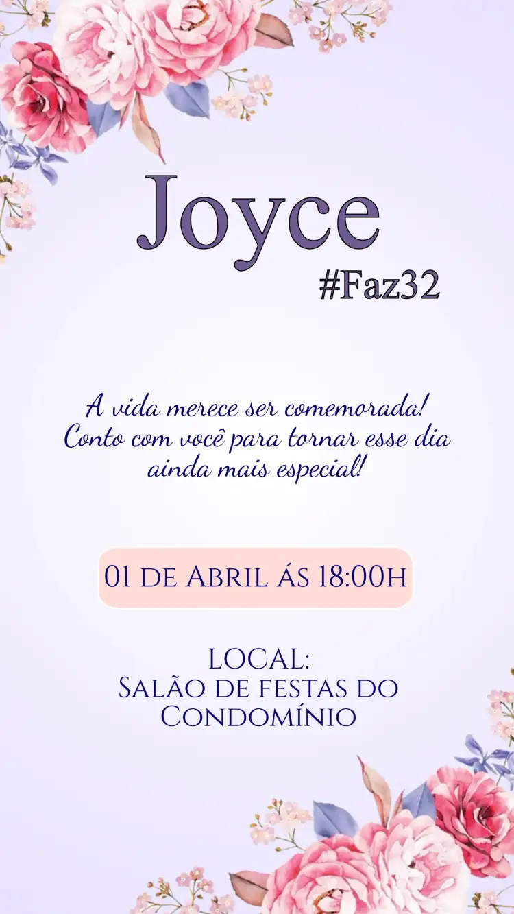 Convite Aniversário Floral