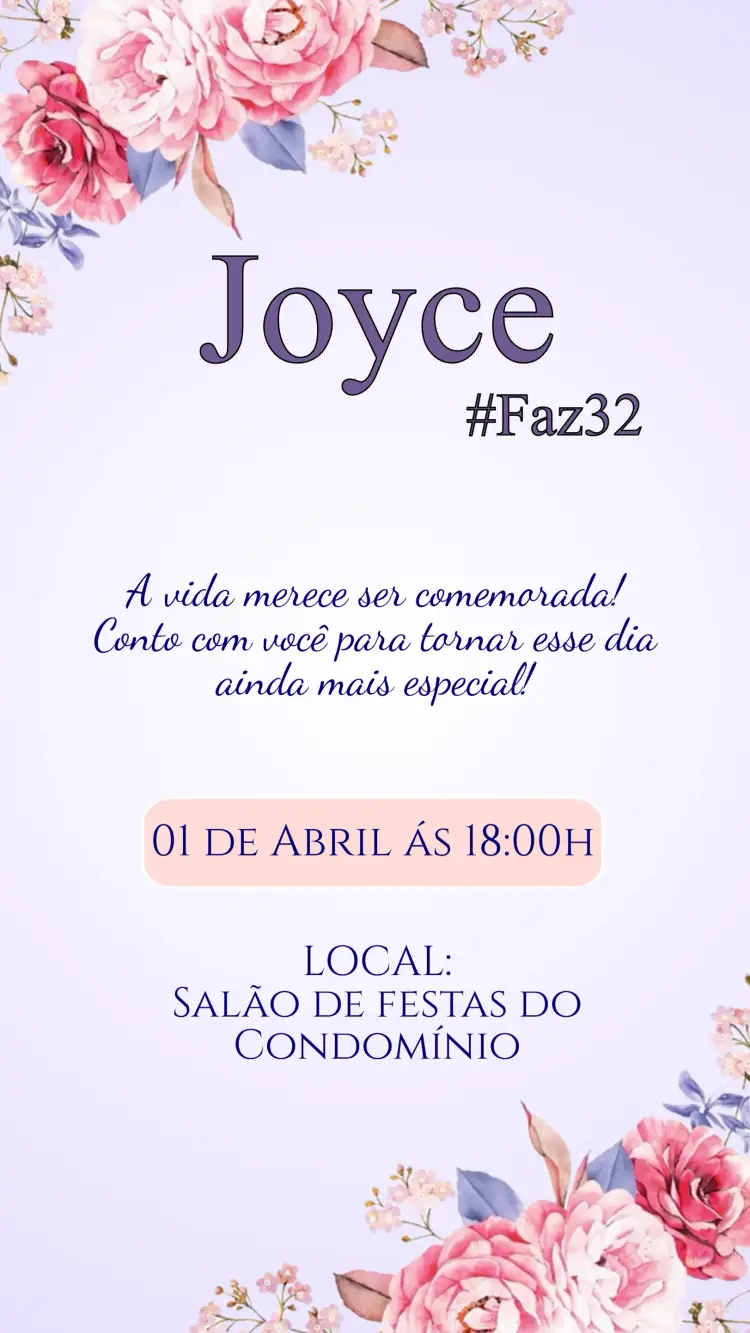 Convite Aniversário Floral
