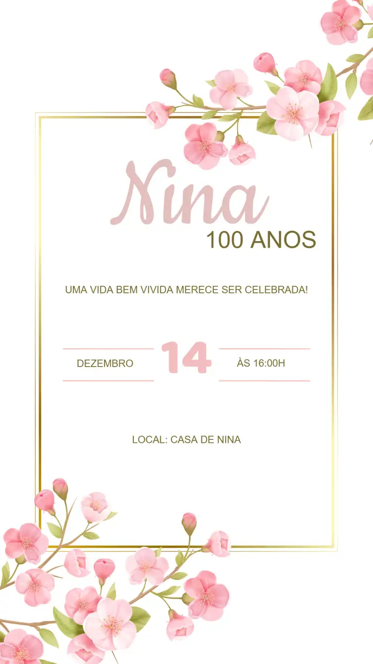 Convite Convite Aniversário Floral Adulto – tema Aniversário floral, elegante, moderno, vibrante, sutil, colorido