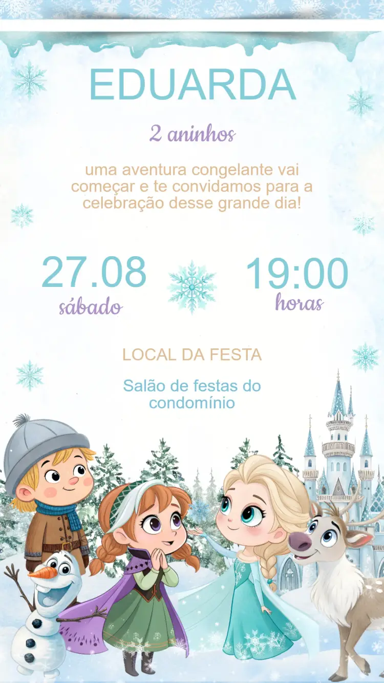 Convite Aniversário Frozen