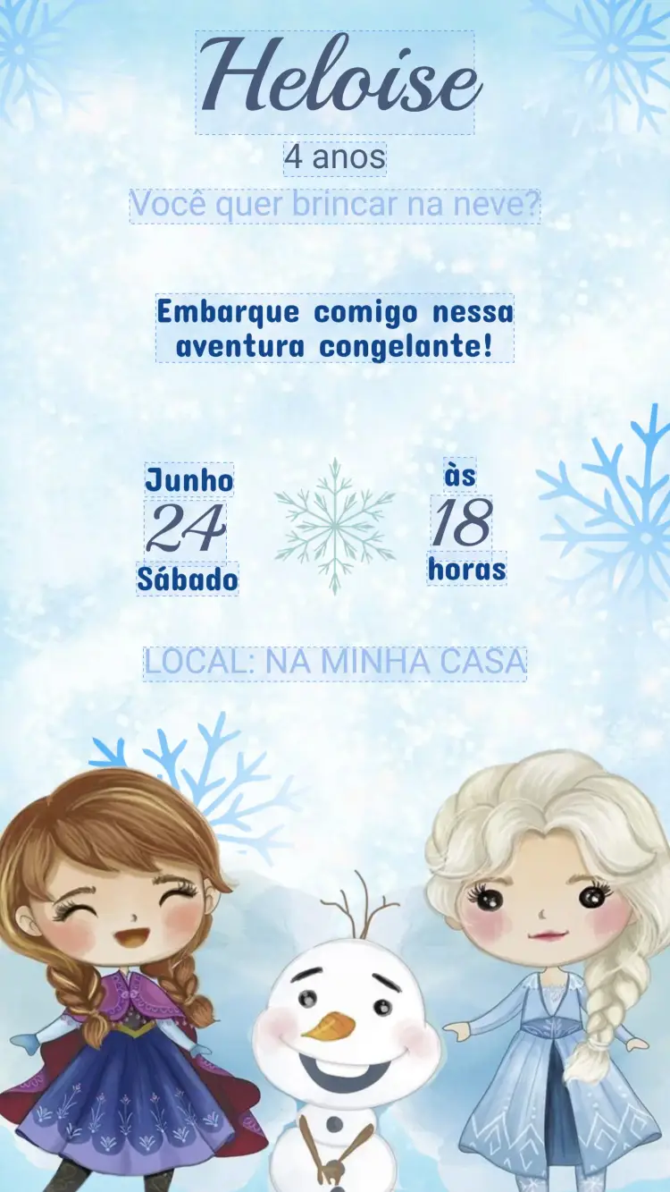 Convite Aniversário Frozen