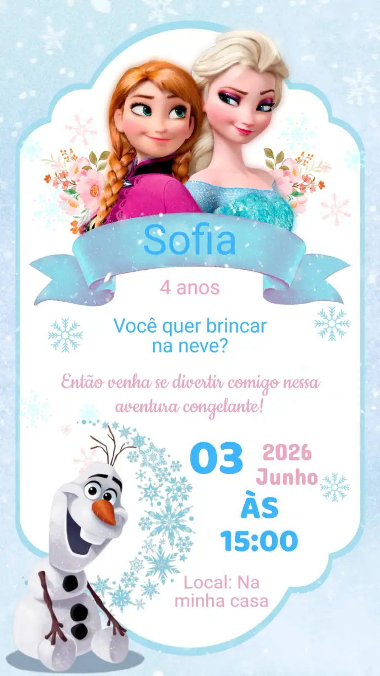 Convite Aniversário Frozen