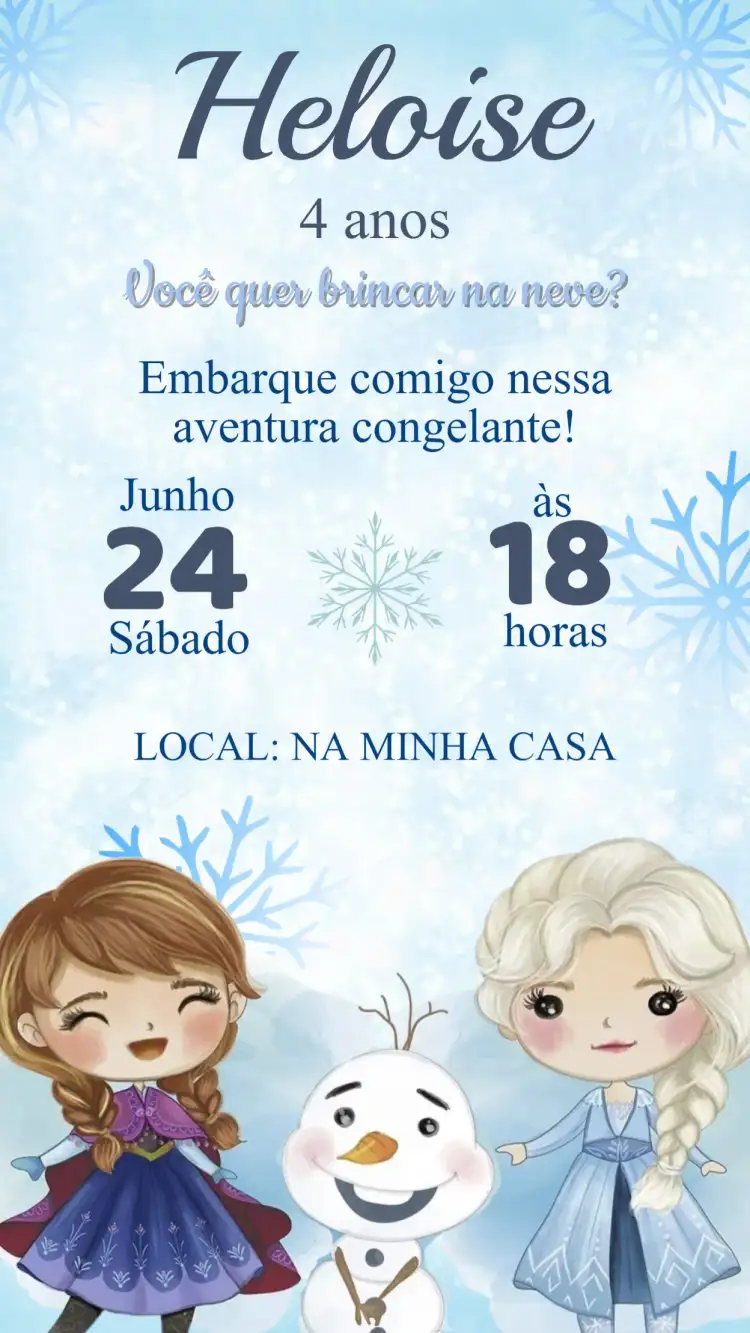 Convite Aniversário Frozen