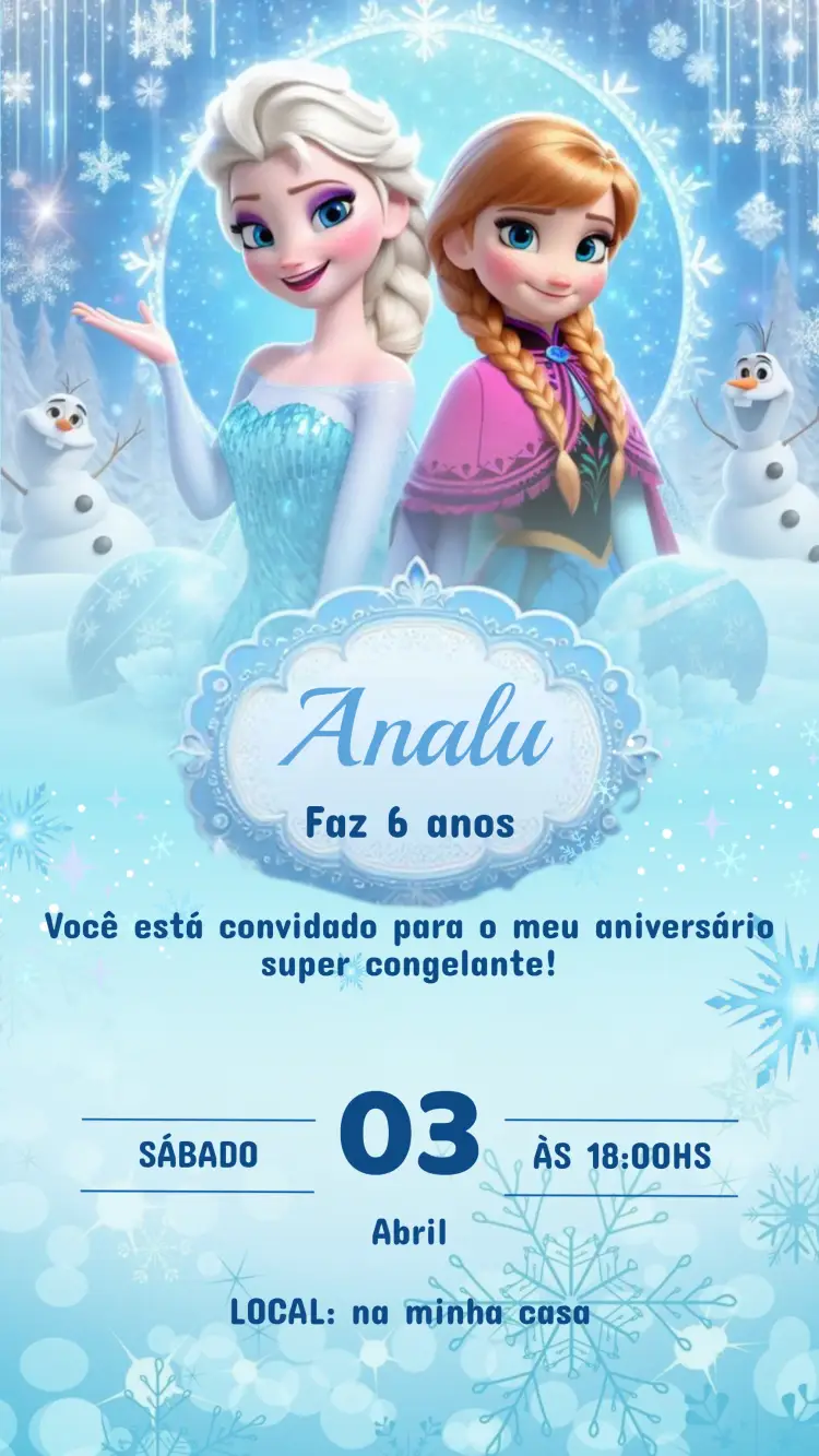 Convite Aniversário Frozen