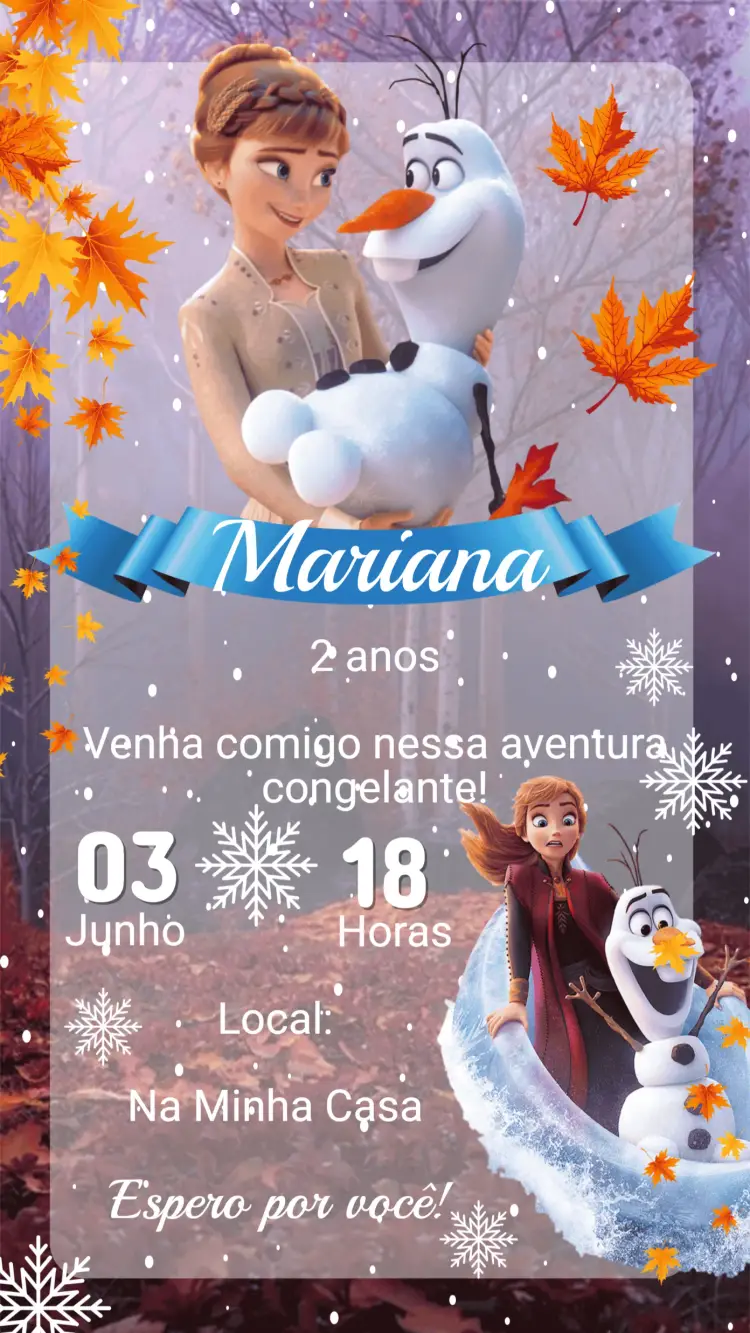 Convite Aniversário Frozen Ana
