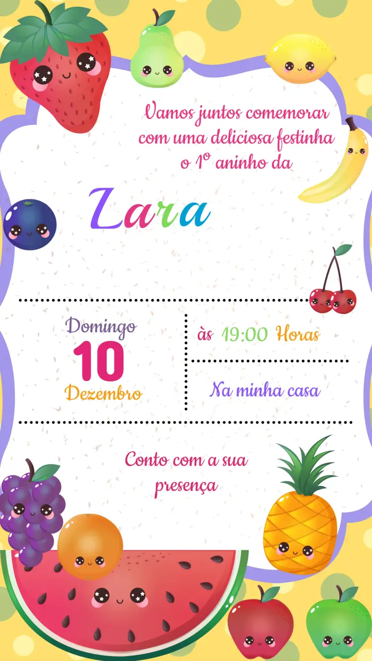Convite Aniversário Frutas