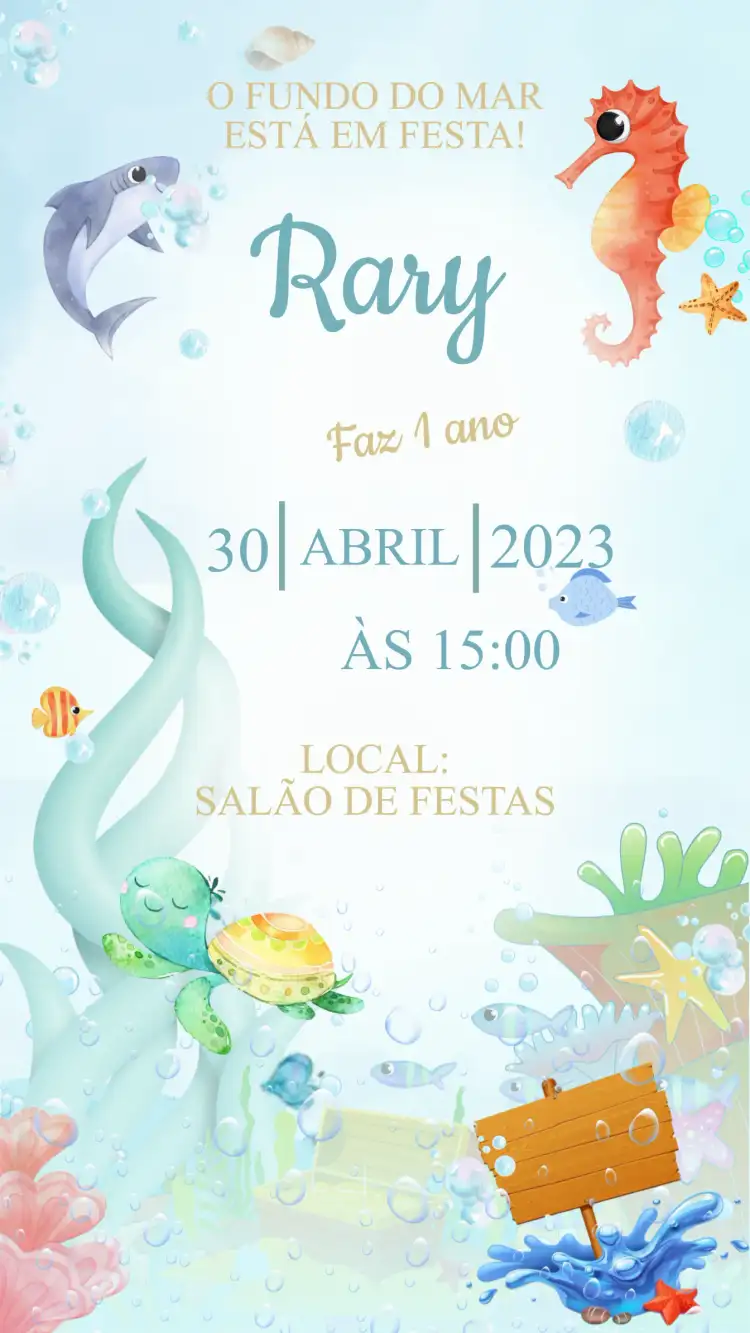 Convite Aniversário Fundo do Mar
