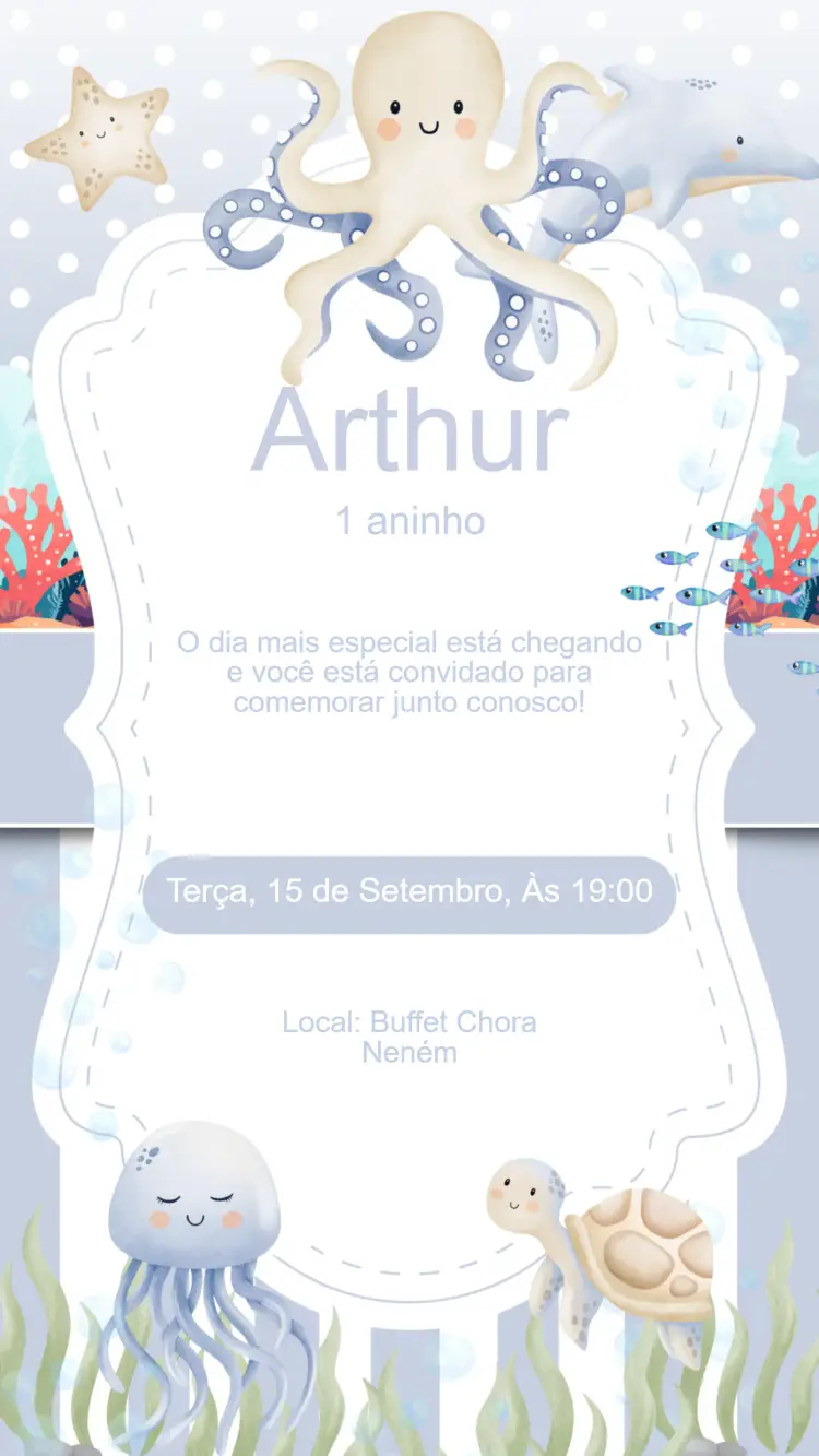Convite Aniversário Fundo do Mar
