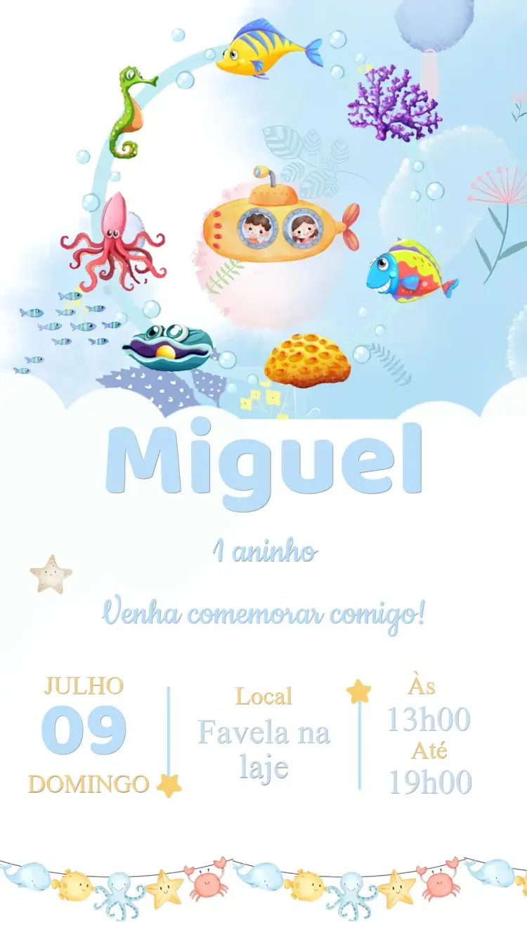 Convite Aniversário Fundo do Mar