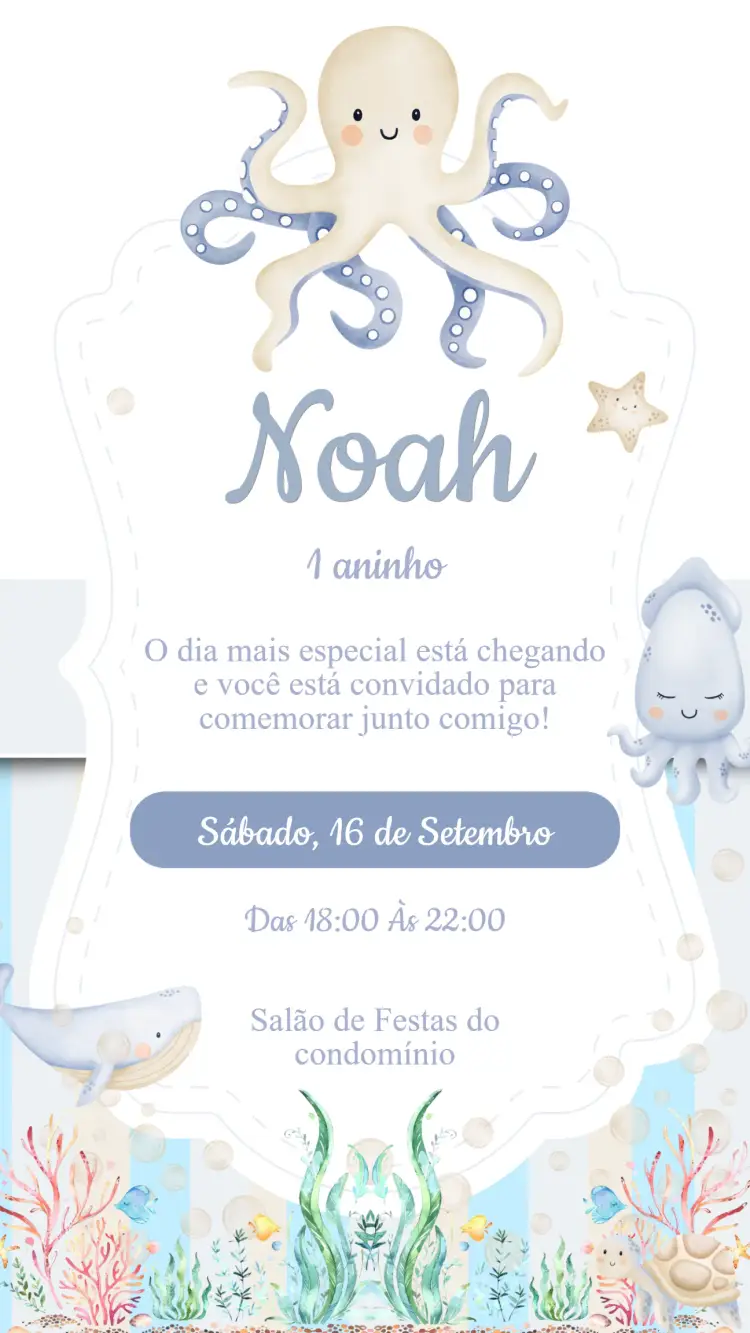 Convite Aniversário Fundo do Mar