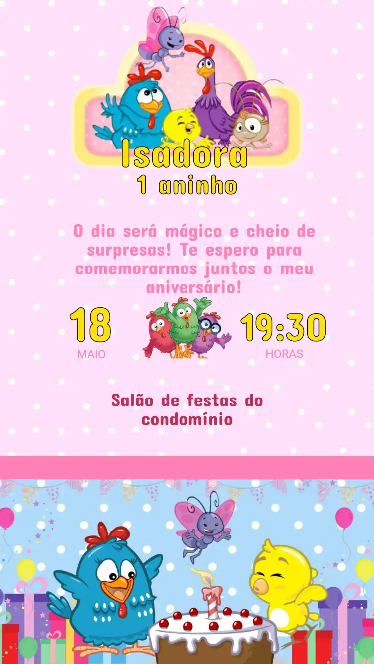 Convite Aniversário GALINHA PINTADINHA