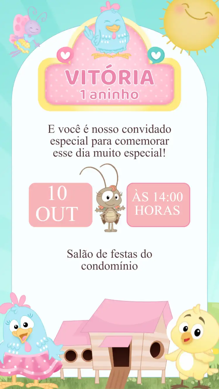 Convite Aniversário Galinha Pintadinha Rosa
