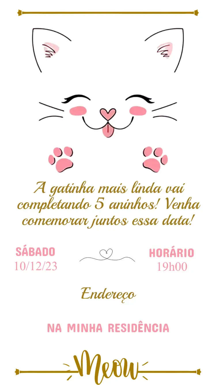 Convite Aniversário Gatinha