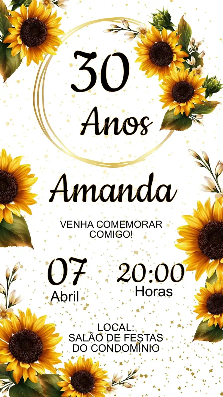 Convite Aniversário Girassol