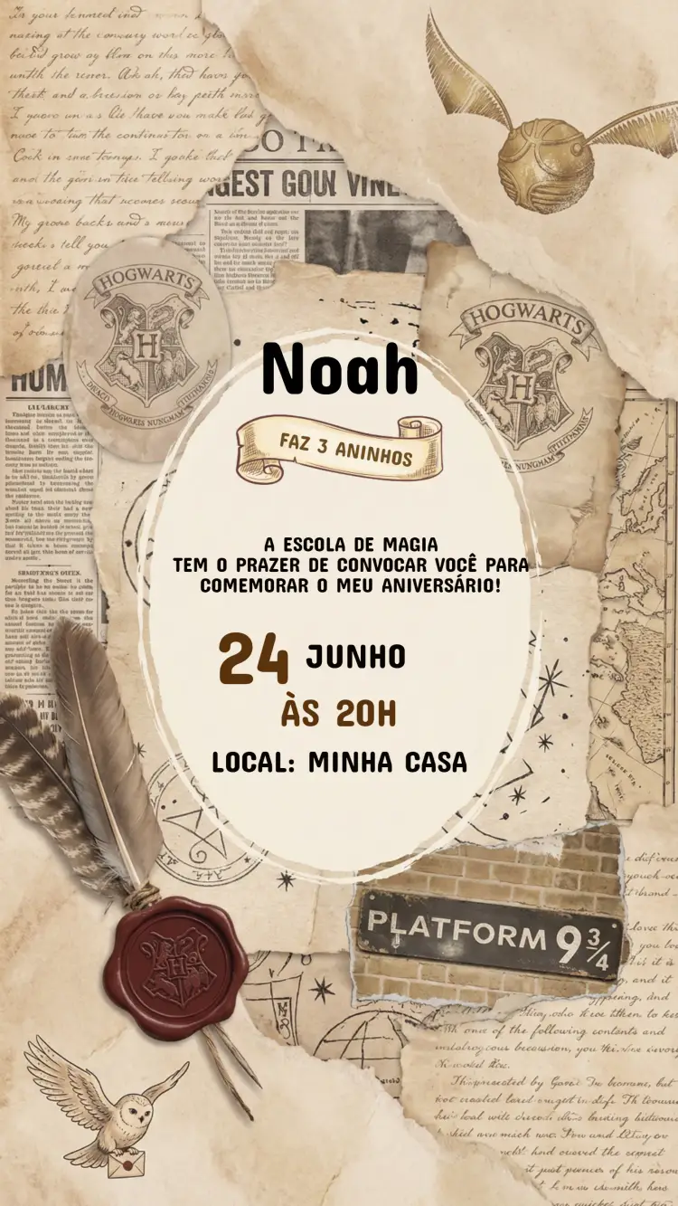 Convite Aniversário Harry Potter