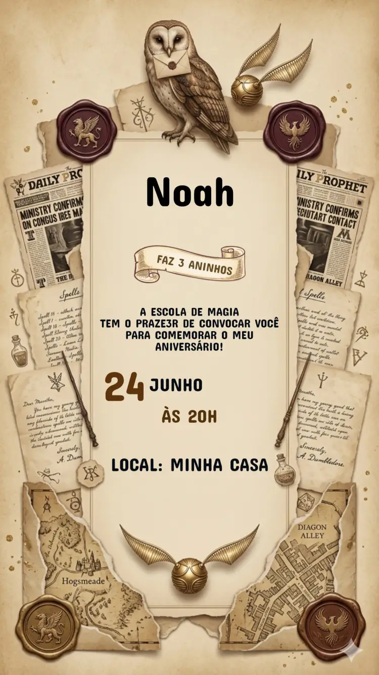 Convite Aniversário Harry Potter