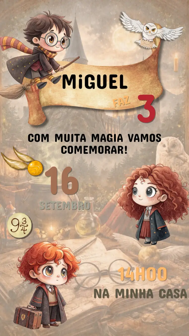Convite Aniversário Harry Potter