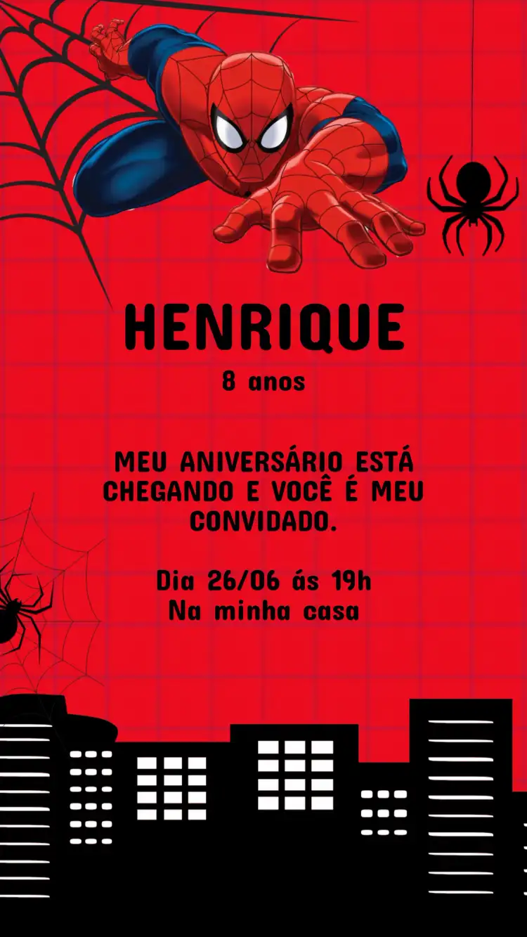 Convite Aniversário - Homem Aranha