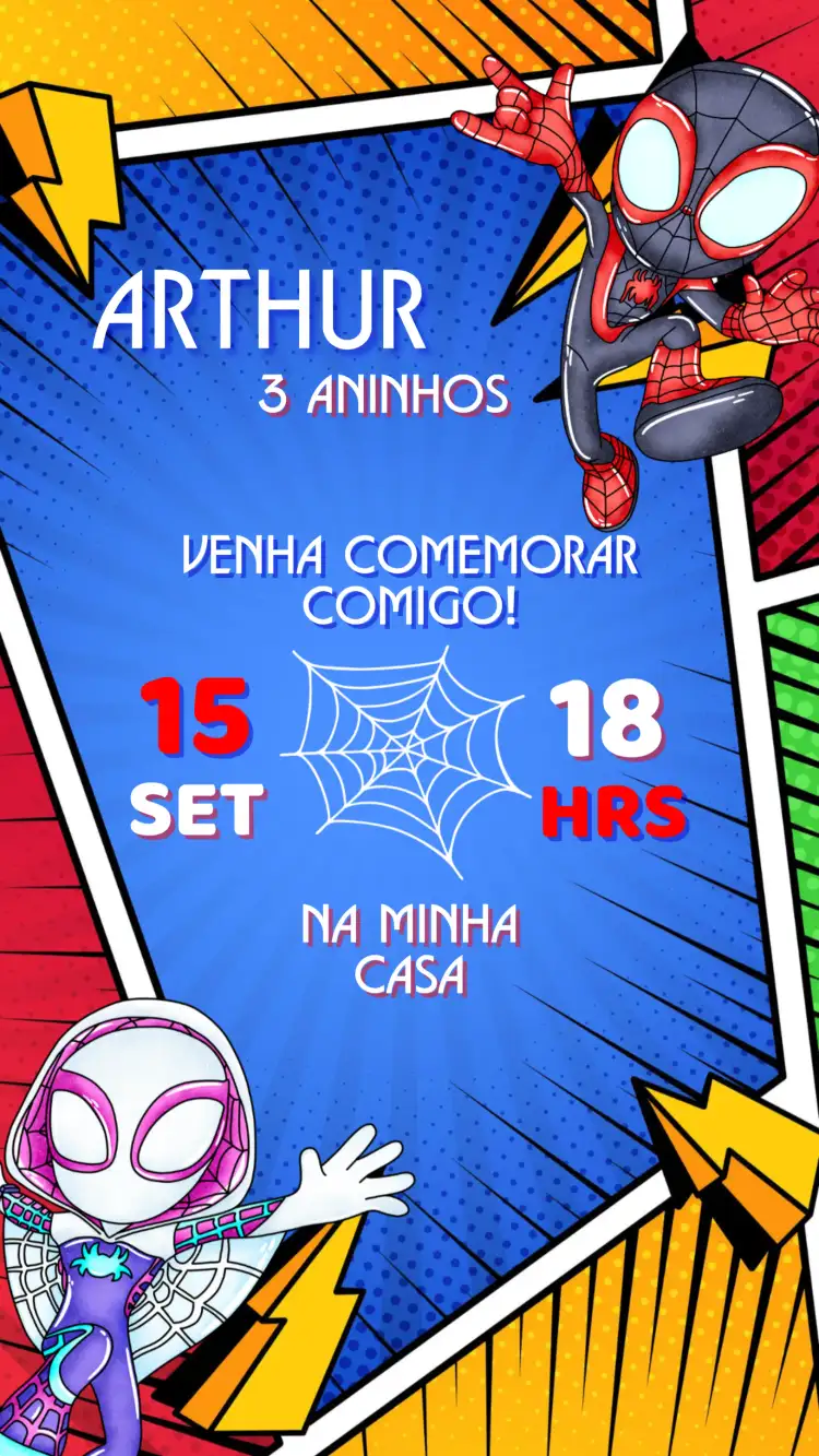 Convite Aniversário Homem Aranha e seus amigos