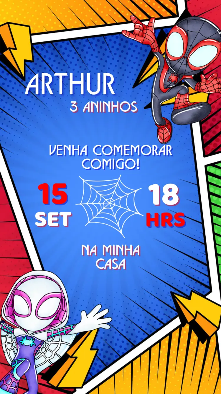 Convite Aniversário Homem Aranha e seus amigos