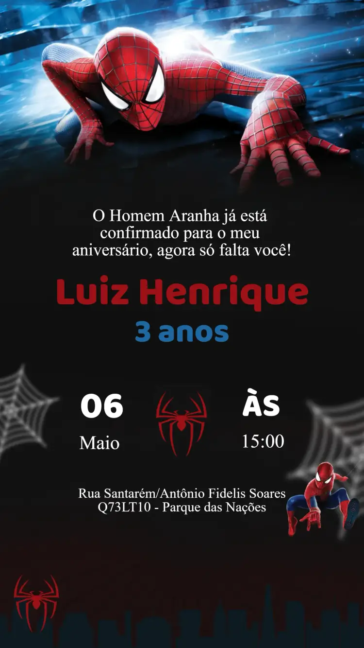 Convite Aniversário Homem Aranha