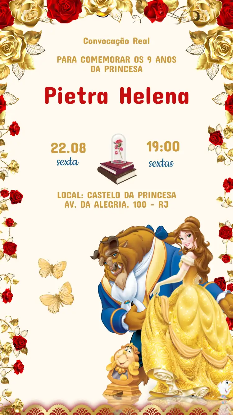 Invitation Children's Birthday The Beauty and the Beast