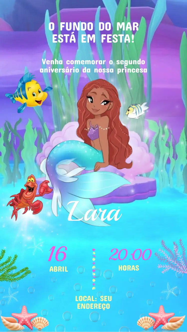 Invitation Children's Birthday Ariel Little Mermaid