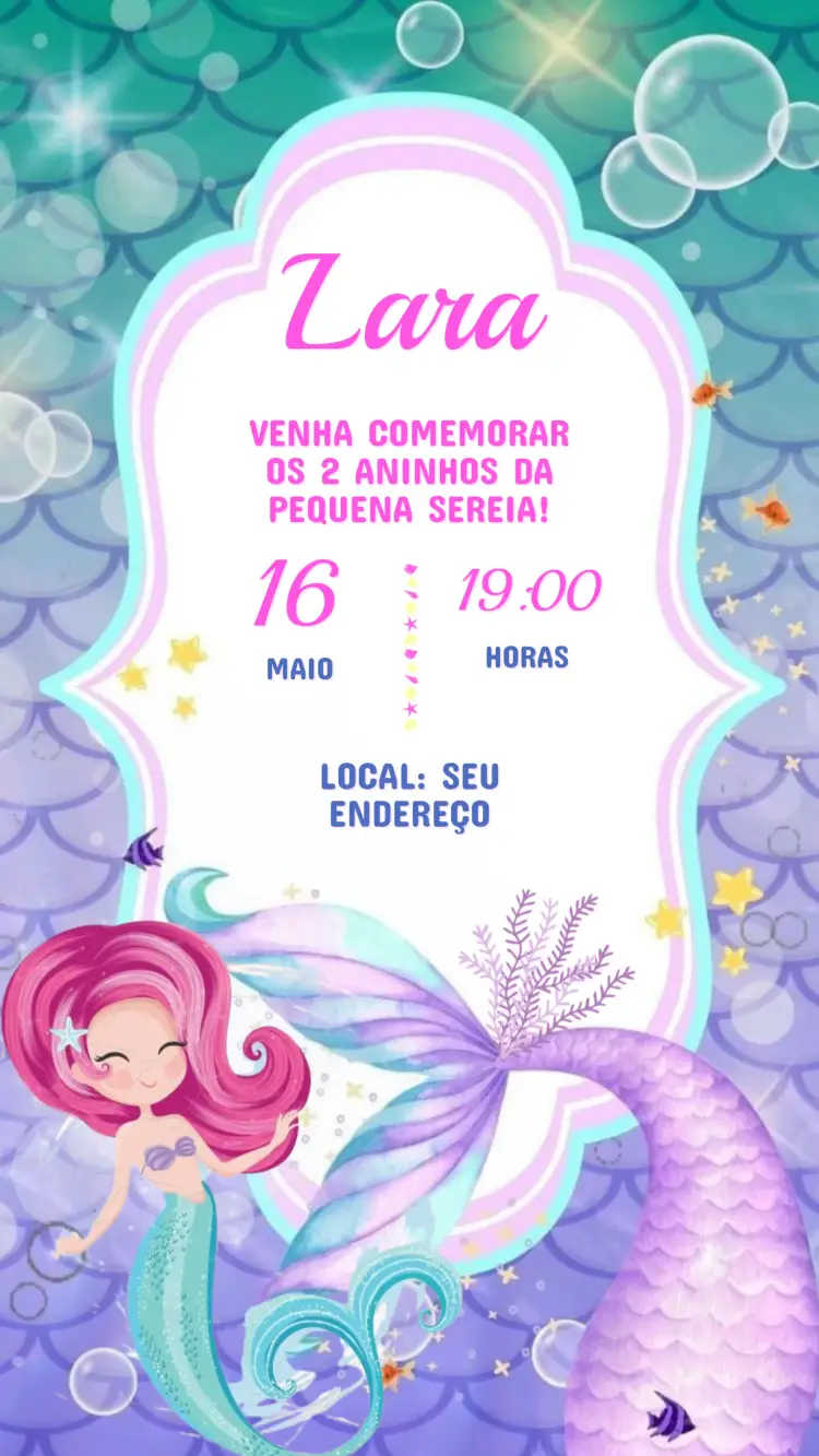 Children's Birthday Invitation Little Mermaid Ariel