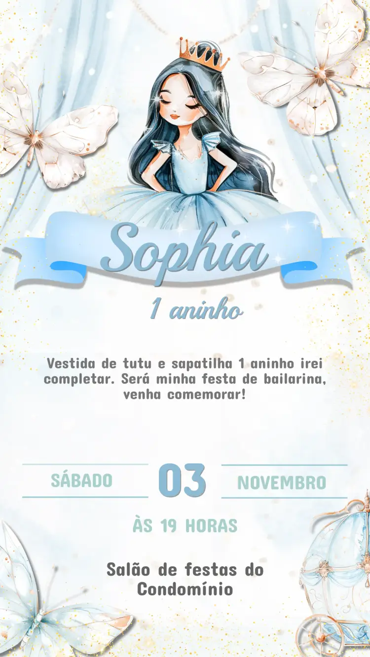 Convite Aniversário Infantil Bailarina