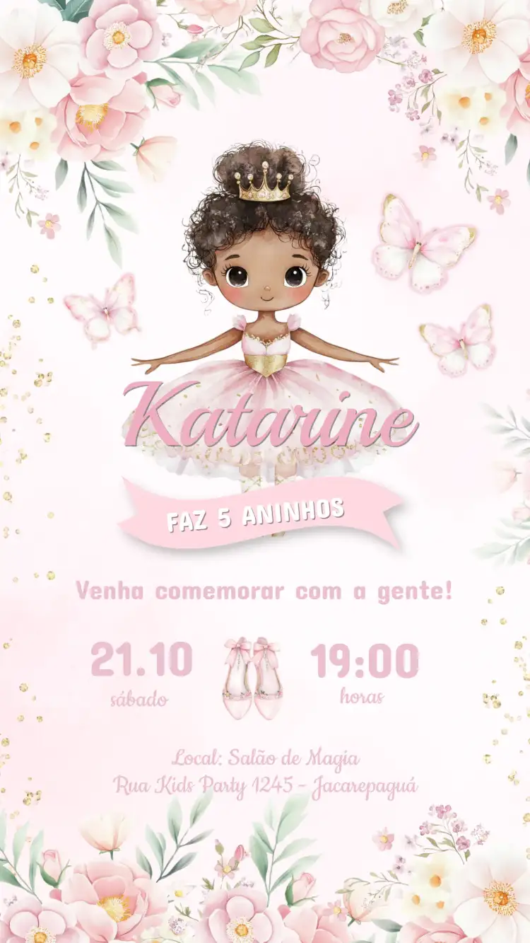 Invitación Cumpleaños Infantil Bailarina