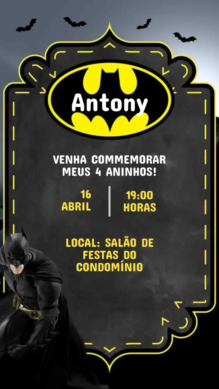 Invitación Cumpleaños Infantil Batman