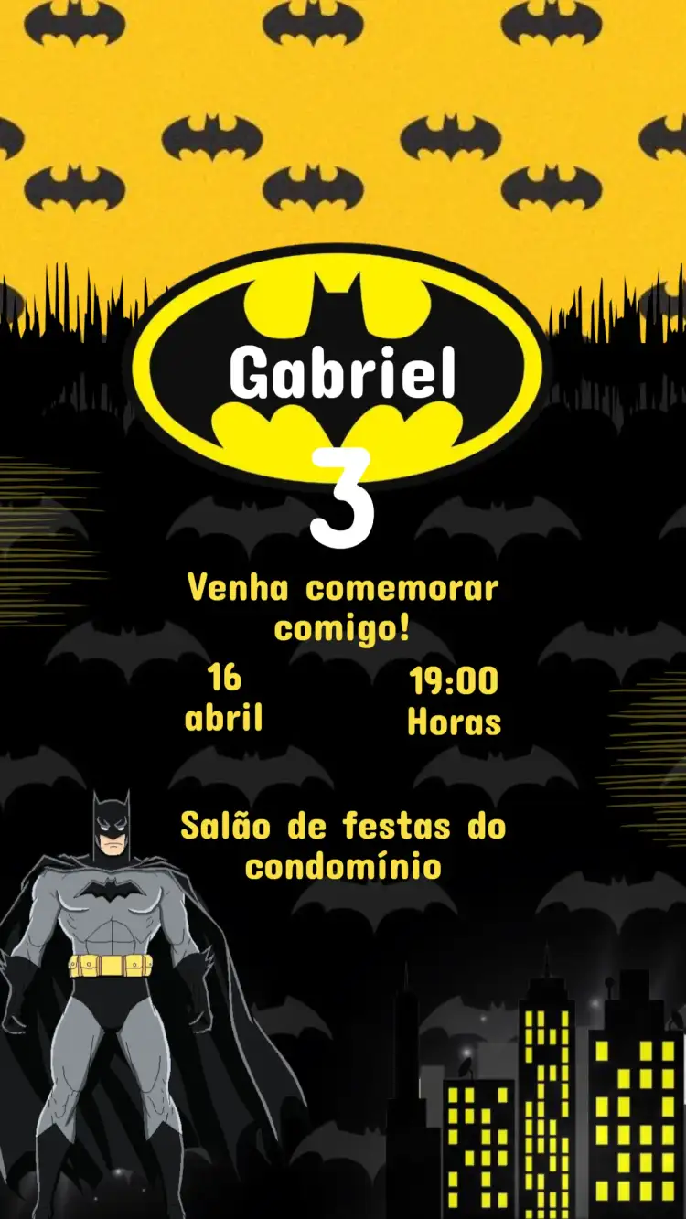 Invitación Cumpleaños Infantil Batman