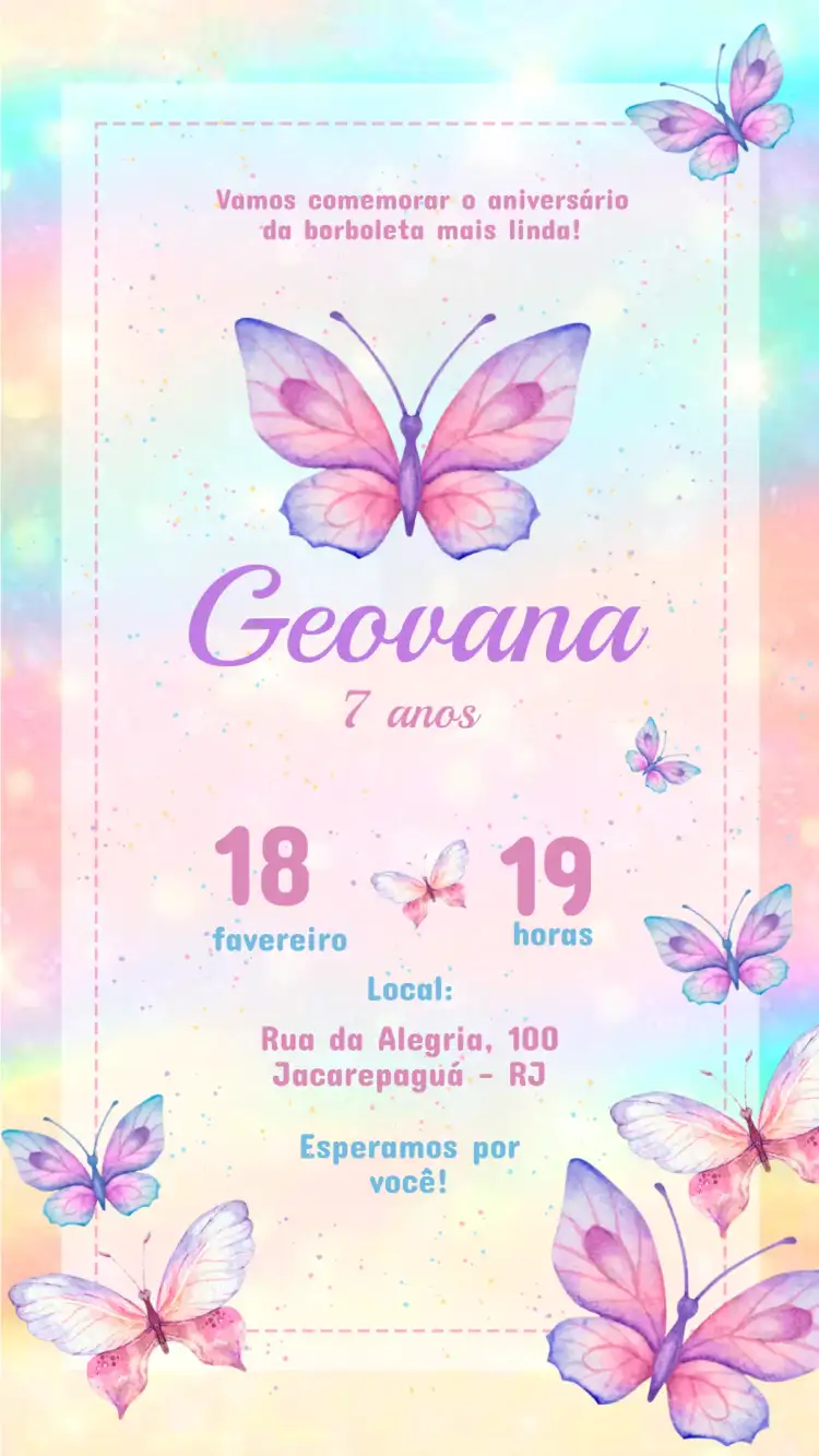 Children's Birthday Invitation BUTTERFLIES