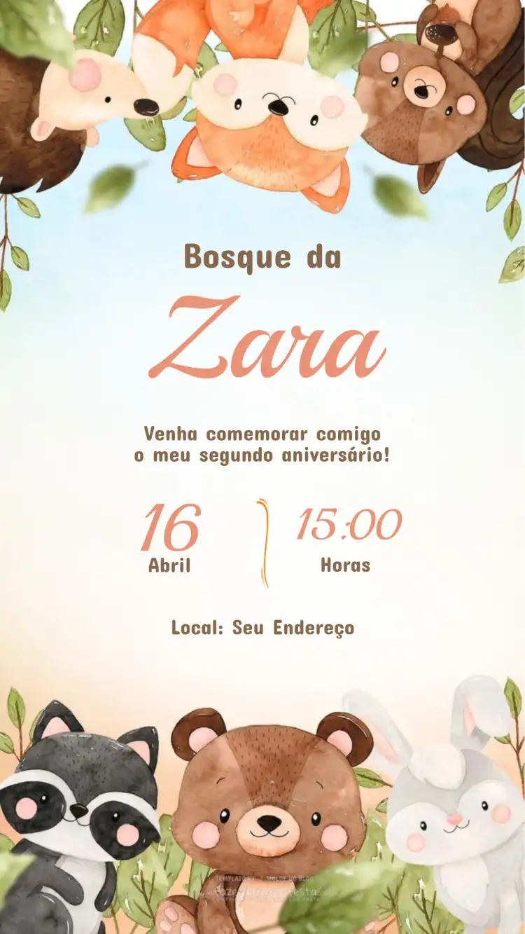 Invitación Cumpleaños Infantil Bosque Encantado