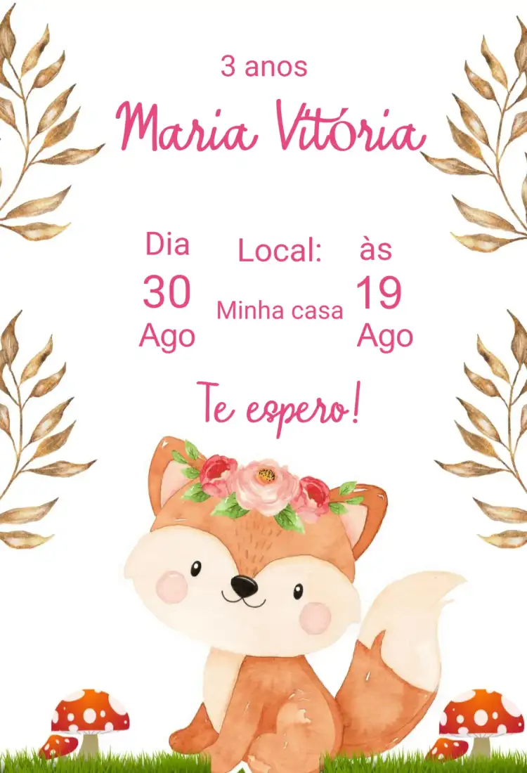 Convite aniversário infantil Bosque Raposa