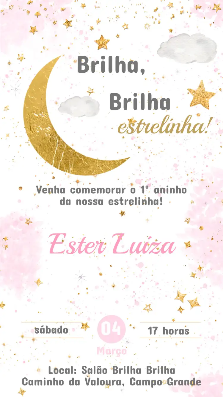 Invitación Cumpleaños Infantil BRILLA, BRILLA ESTRELLITA