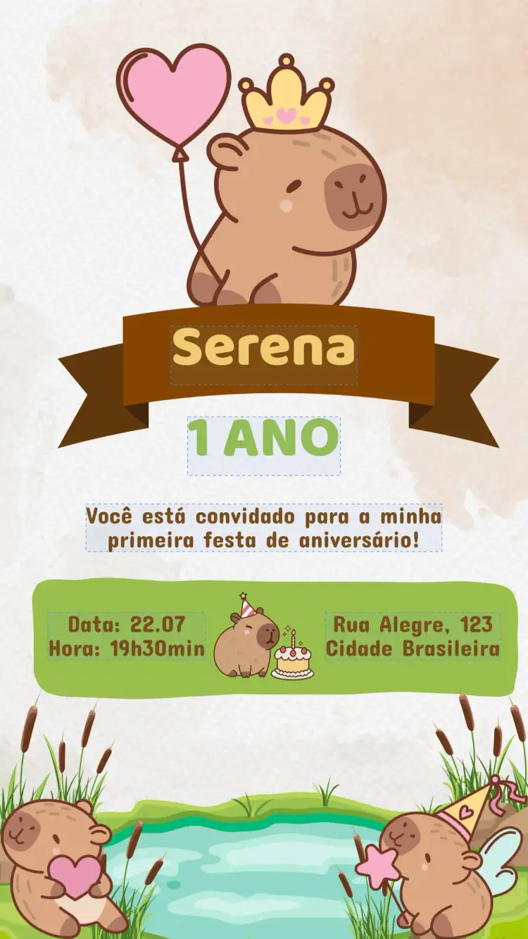 Convite Aniversário Infantil Capivara