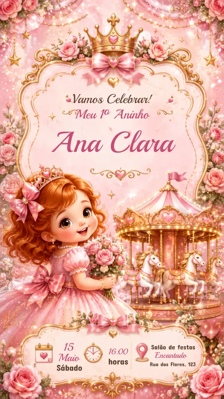 Convite Aniversário Infantil Carrossel Encantado