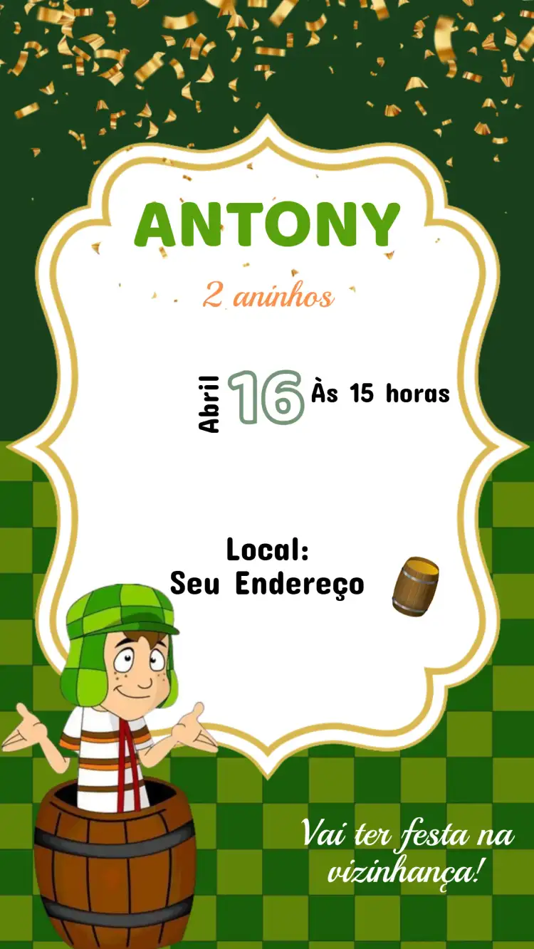 Invitación Cumpleaños Infantil Chaves