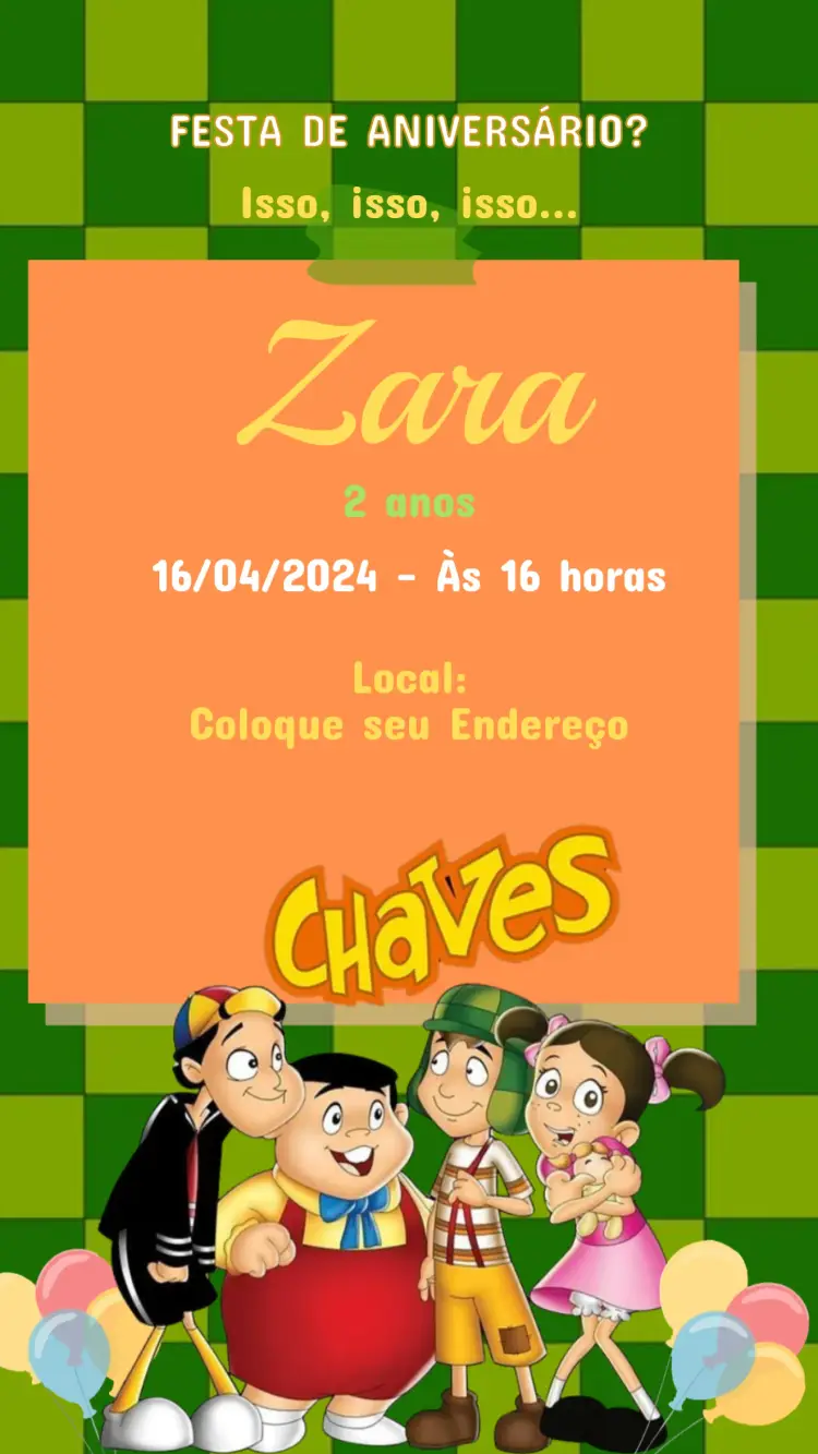 Children's Birthday Invitation Chaves