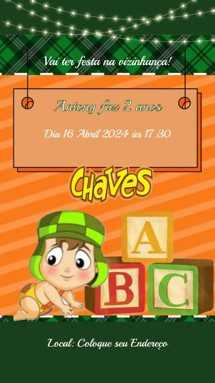 Invitación Cumpleaños Infantil Chaves