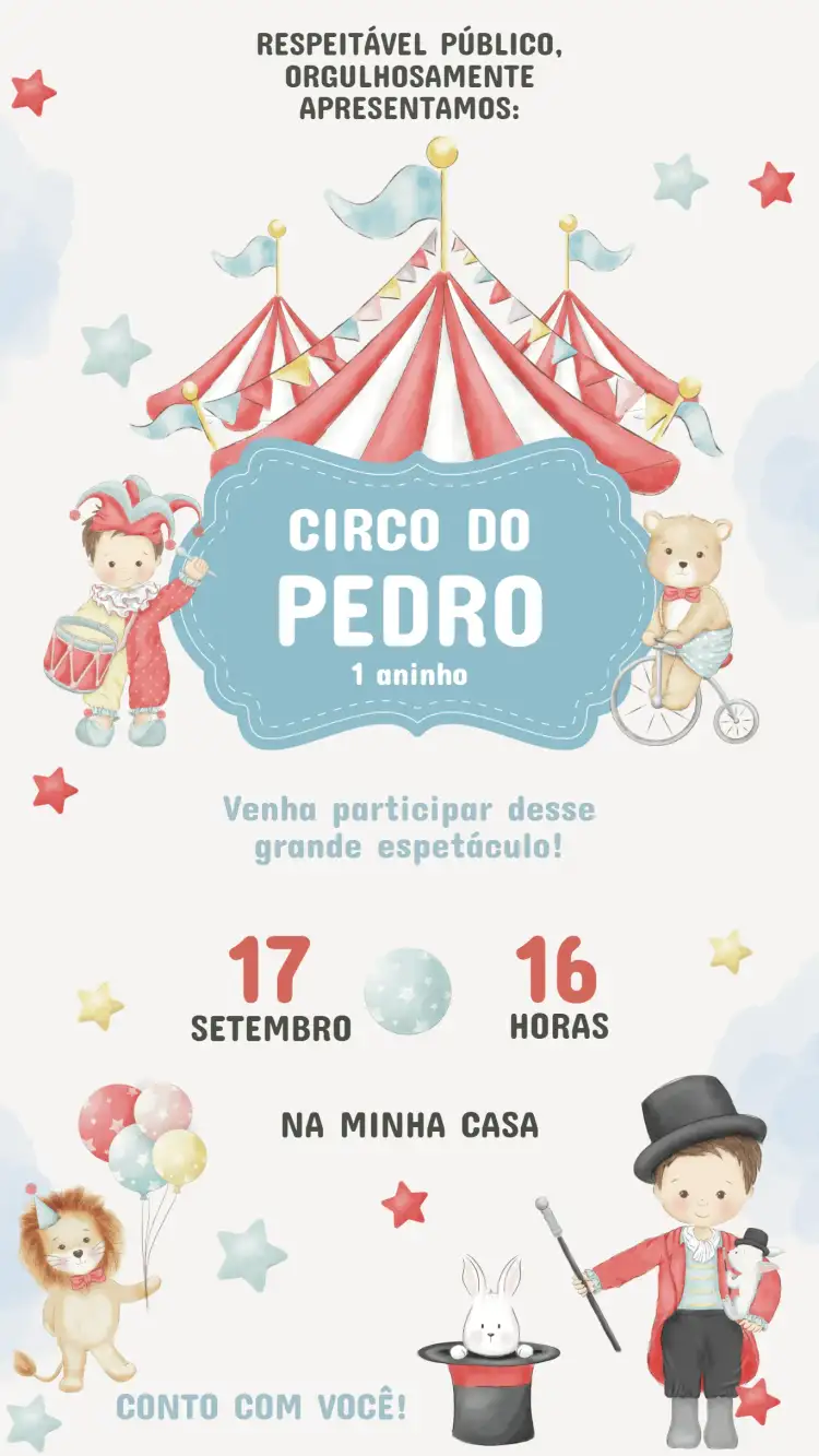 Convite Aniversário Infantil Circo